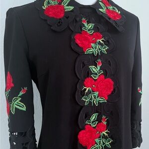 Dolce and Gabbana style dress with embroidered appliqué roses size small